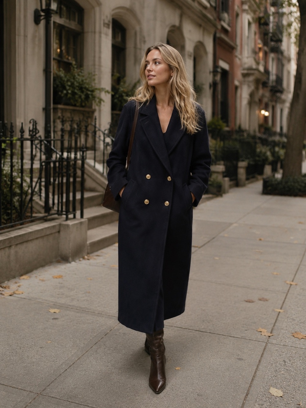 Vintage Forecaster of Boston 100% Wool Coat Navy Gold Buttons Sz 9 USA Classic